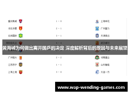 黄海诚为何做出离开国乒的决定 深度解析背后的原因与未来展望